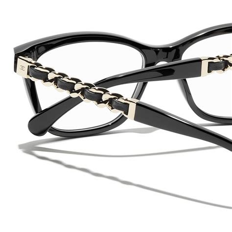 Square Eyeglasses Acetate & Calfskin Black & Gold 